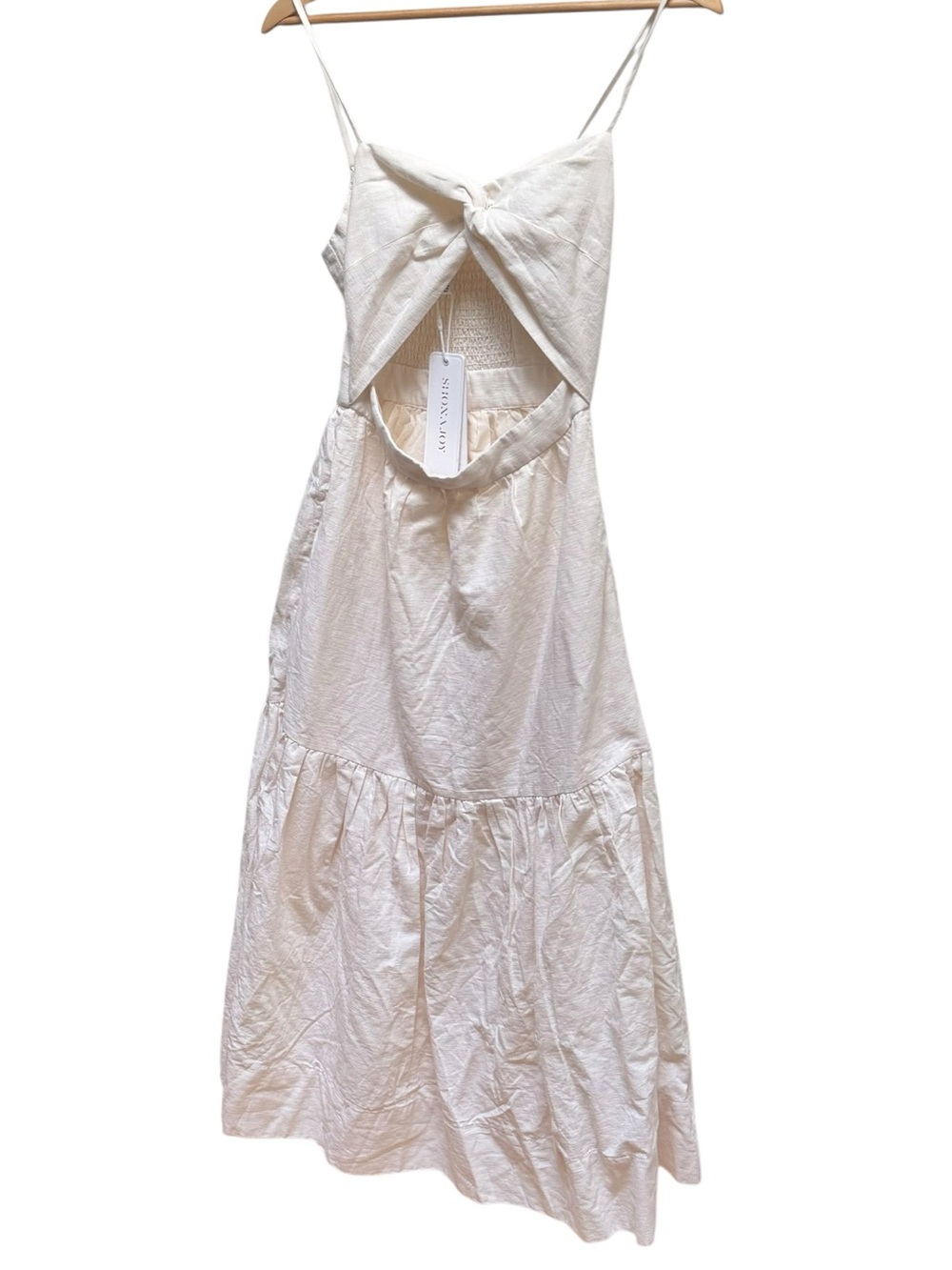 Shona Joy *NEW* Cecilia Twist Bodice Midi Dress in Linen - Picture 9 of 17